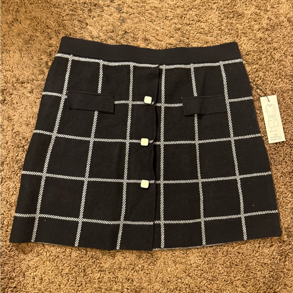 Rachel Zoe Black and White Plaid Women's Skort Skirt